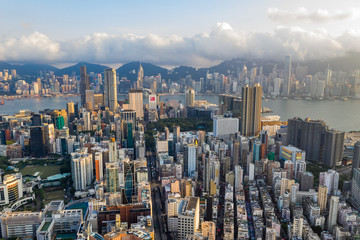 Fototapeta na wymiar Top view of Hong Kong skyline