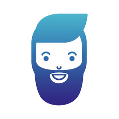 young man head with beard avatar character