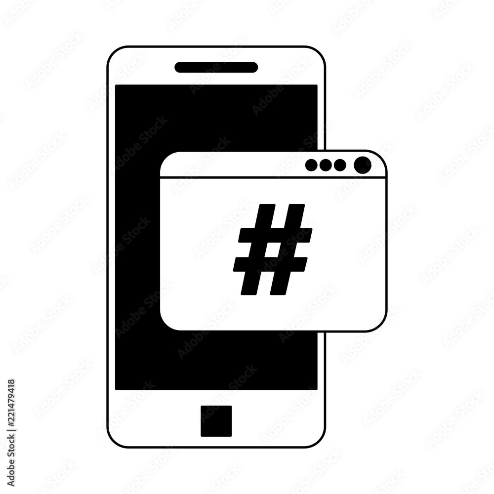 Poster smartphone programming code symbol in black and white