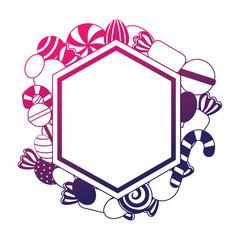 frame with sweet candies isolated icon