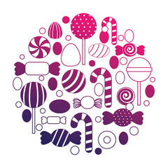 sweet candies icon pattern