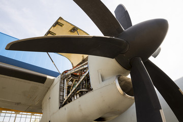 Naklejka na ściany i meble Aircraft engine turbine maintenance