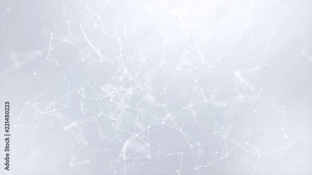 Poster 135. clean white abstract polygonal digital geometrical polygon plexus fractals moving low poly tech