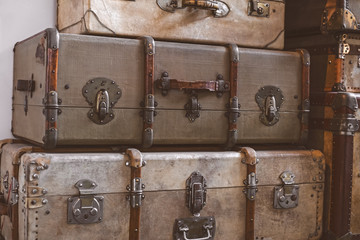 old classic travel suitcases