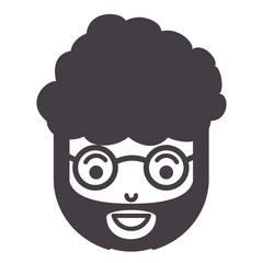 young man head with beard and glasses