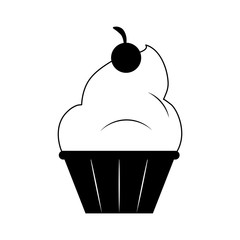 Delicious cupcake dessert in black and white