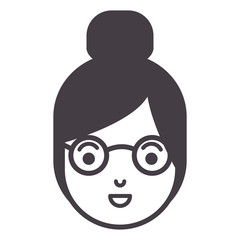 beautiful and young woman head with glasses