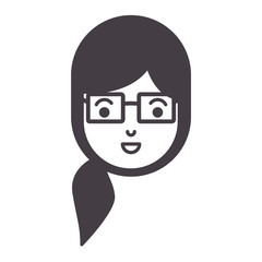 beautiful and young woman head with glasses