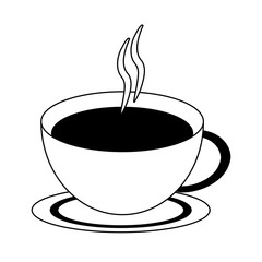 Hot coffee cup in black and white
