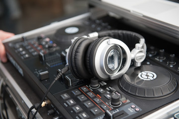 Fototapeta na wymiar Headphones & DJ equipment - ready to use