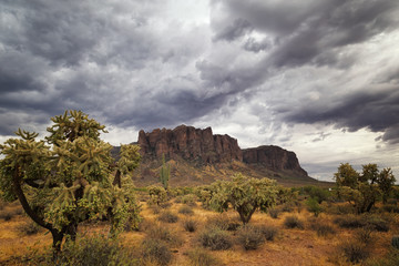Fototapeta na wymiar Storm is building up over the superstition mountains, Arizona