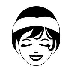 Woman face with towel in black and white