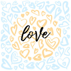 Heart ink illustrations, circle structure hearts, hearts backgrounds with glam rock style.