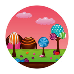 fantasy sweet candies chocolate landscape