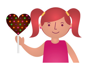 cute girl holding sweet lollipop snack