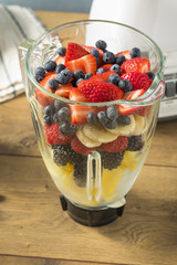 Organic Healthy Fruit in a Blender