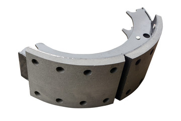 truck brake pad closeup on isolated white background