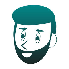 Man face cartoon blue lines