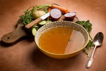 Foto op Plexiglas vegetables broth with ingredients © Marco Mayer