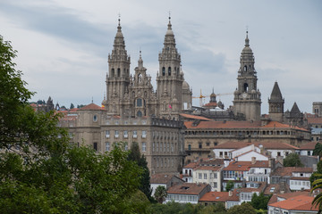 Fototapeta na wymiar Catedral de Santiago de Compostela vista desde el Paseo da Ferradura. Galicia, Spain.