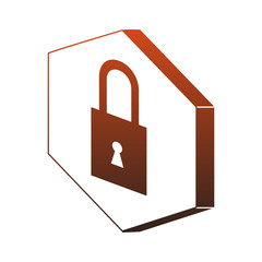 Padlock security emblem red lines