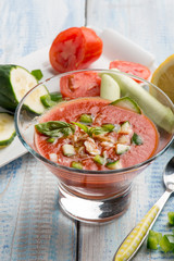 tomato gazpacho with ingredients