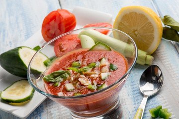 tomato gazpacho with ingredients