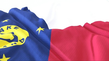 3d render, Realistic Wavy Flag of Wake Island .