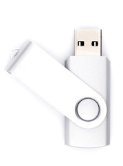 Silver Swivel UBS Drive on a White Background