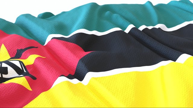 3d render, Realistic Wavy Flag of mozambique .