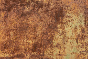 Grunge rusted metal texture. Rusty corrosion and oxidized background. Worn metallic iron panel.