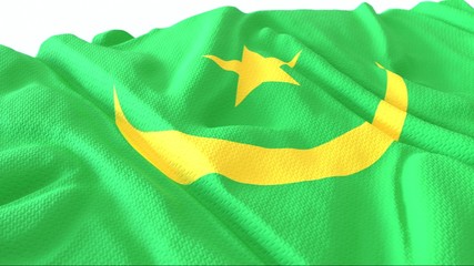 3d render, Realistic Wavy Flag of mauritania .