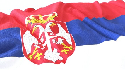 3d render, Realistic Wavy Flag of serbia .