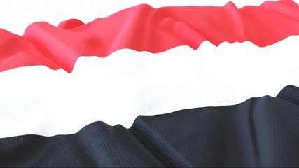 3d render, Realistic Wavy Flag of yemen .