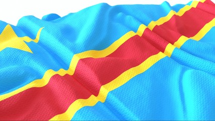 3d render, Realistic Wavy Flag of congo .