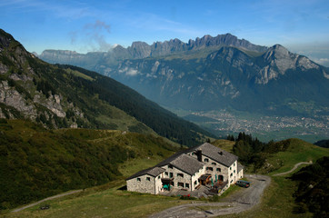 Gaffia mountain guest house on the Pizol, Swiss Alps above Sargans in the Rhine Valley