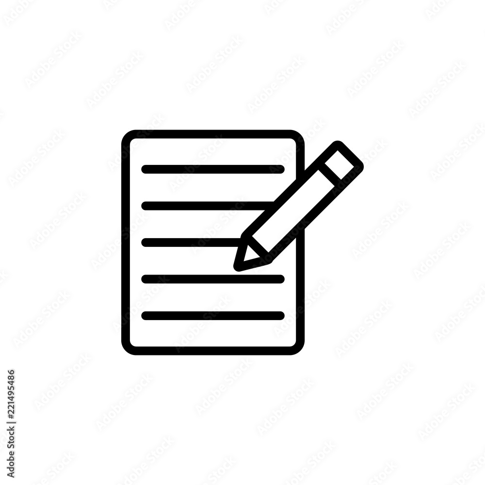 Poster the text file with pencil outline icon. simple illustration for ui and ux, website or mobile applica