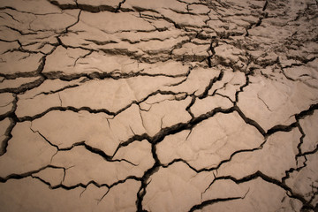 Dry earth drought cracked no water. Cracked mud. Drought. Cracks. Background and texture of cracks in the ground.