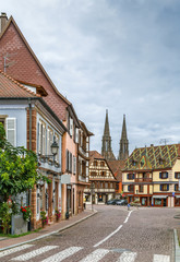 Street in Obermai, Alsace, France