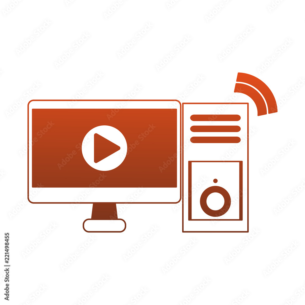 Poster video player on computer red lines