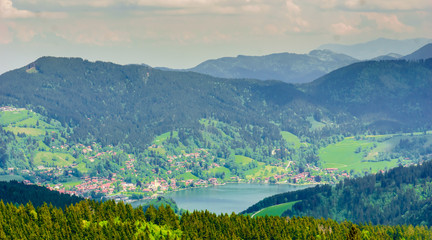 View on lake Schliersee in the mountains Bavaria - Germany
