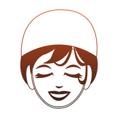 Woman face with spa mask red lines