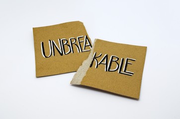 Unbreakable presentation card over white background