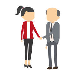 Businessman and woman shaking hands