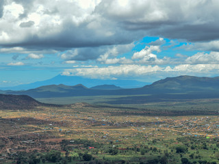 Mount Kilimanjaro seen from Namanga Town, Kenya