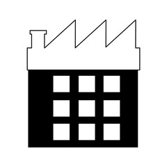 Factory building symbol in black and white