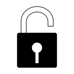Padlock unlocked isolated in black and white