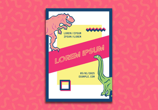 Event Flyer Layout with Dinosaur Illustrations