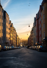 Fototapeta na wymiar View down the street Stockholm