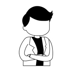 Businessman profile avatar in black and white